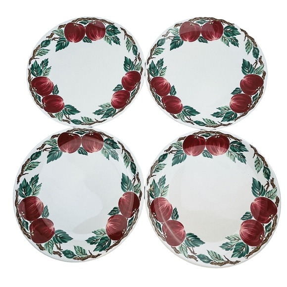 Nancy Calhoun Bella Roma 4 Dinner Plate Lot Apples 10 3/4" Cafe Classico Vintage - Picture 1 of 5